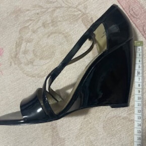 Black Patent Wedge  Dress Sandals - Picture 7 of 10